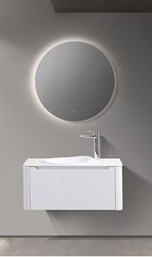 Picture of Monza WHITE bathroom cabinet 800mm L, Fluted design, Wave basin, Sintered stone countertop, FREE delivery to JHB / PRETORIA