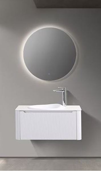 Picture of Monza WHITE bathroom cabinet 800mm L, Fluted design, Wave basin, Sintered stone countertop, FREE delivery to JHB / PRETORIA