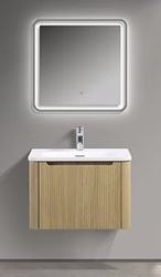 Picture of Azzaro OAK finish bathroom cabinet 600 x 465 x 425 H with 1 drawer, Fluted design all around, delivered to main cities