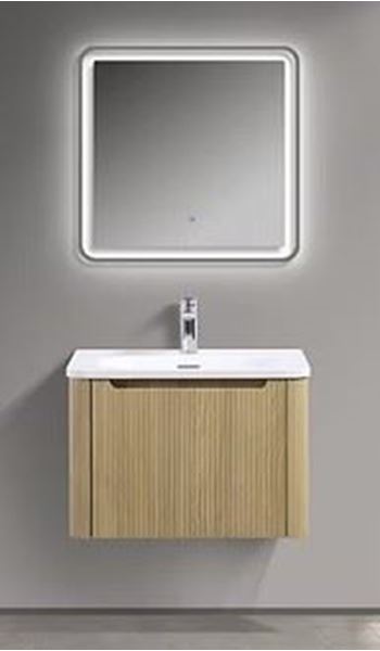 Picture of Azzaro OAK finish bathroom cabinet 600 x 465 x 425 H with 1 drawer, Fluted design all around, delivered to main cities
