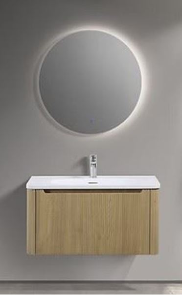 Picture of Azzaro OAK finish bathroom cabinet 800 x 480 x 425 H with 1 drawer, Fluted design all around, delivered to main cities