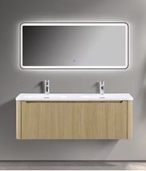 Picture of Azzaro OAK finish double bathroom cabinet 1200 x 480 x 425 H with 1 drawer, Fluted design all around, DELIVERED to main cities