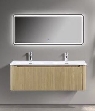 Picture of Azzaro OAK finish double bathroom cabinet 1200 x 480 x 425 H with 1 drawer, Fluted design all around, DELIVERED to main cities