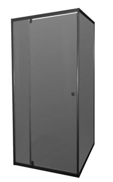 Picture of JHB  SICILY Black frame pivot shower 900 x 900 x 1850 mm H,  SMOKED tempered glass 